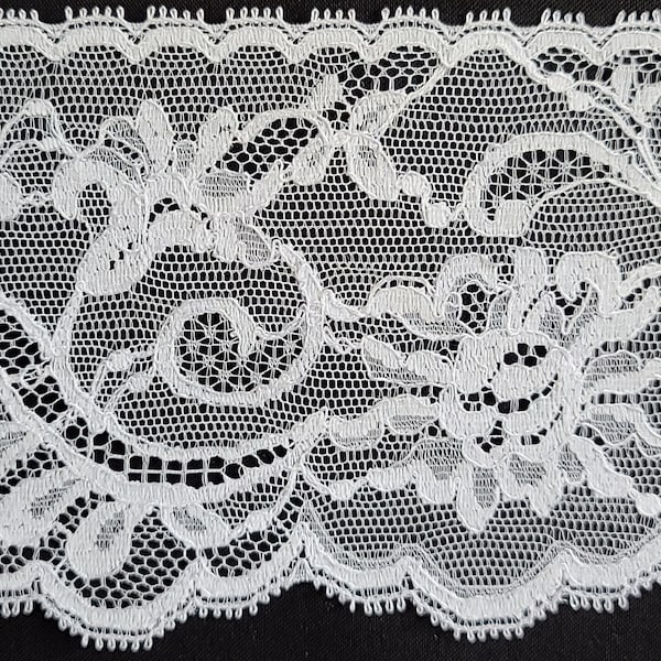 3-1/2" Wide Raschel Lace - White - By the Yard- Bridal Accessories, Lingerie, Prom, Special Occasion, Costumes, Apparel, Lace Journals