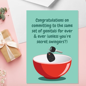 Same Set of Genitals - A5 Wedding Card - Rude Wedding Card - Funny Wedding Card - Swearing Wedding Card - Adult Humour Wedding Card