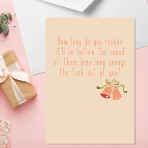How Long - A5 Hochzeitskarte - Unhöfliche Hochzeitskarte - Lustige Hochzeitskarte - Schwörende Hochzeitskarte - Erwachsenen Humor Hochzeitskarte - Hochzeitskarte