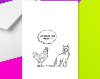 Lesbians Eat What? - LGBTQ Valentines Day Card - Valentine's Day Card - A5 Card Valentine's - Funny Cards by Offensive Occasions