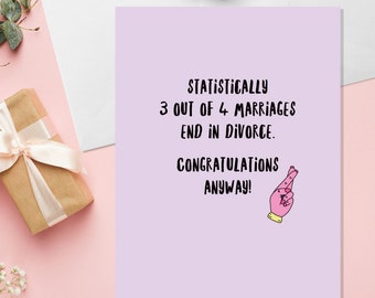 3 out of 4 Marriages - A5 Wedding Card - Rude Wedding Card - Funny Wedding Card - Swearing Wedding Card - Adult Humour Wedding Card