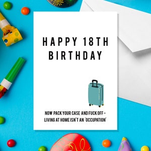 18 Vivere a casa non è una "occupazione" - Biglietto A5 per il 18° compleanno - Divertenti biglietti umoristici per adulti di Offensive Occasions
