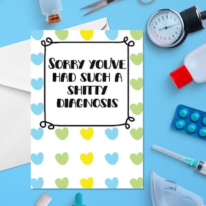 Désolé, vous avez eu un diagnostic si merdique - Carte de santé A5 - Carte de santé grossière - Carte de rétablissement grossière - Carte de rétablissement drôle - Carte de soutien