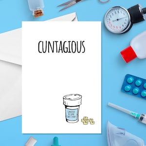 Cuntagious - A5 Gezondheidskaart - Onbeleefd Gezondheidskaart - Onbeleefd beterschapskaart - Grappig beterschapskaart - Ondersteuningskaart - Voel je beter Kaart - Chirurgiekaart