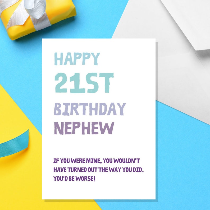 Happy 21st Birthday Nephew A5 Nephew Card 21st Birthday | Etsy