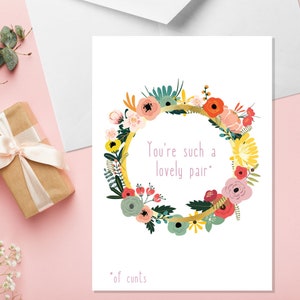 Pair of Cunts - A5 Wedding Card - Rude Wedding Card - Funny Wedding Card - Swearing Wedding Card - Adult Humour Wedding Card