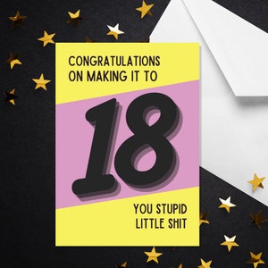Gefeliciteerd met het halen van 18 jij stomme kleine shit - A5 18e kaart - 18e verjaardagskaart - onbeleefd 18e verjaardag - grappige 18e verjaardag