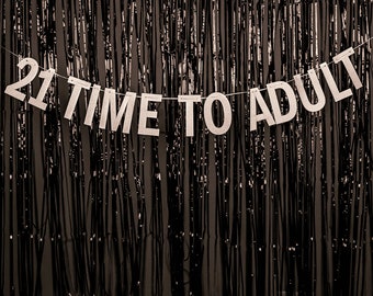 21 Time To Adult Party Banner - 21st Birthday Party Banner - 21st Birthday Party - Hanging Glitter Banner - Offensive Occasions