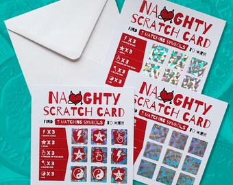 MYSTERY Naughty Scratch Card - Rude Scratch Off Card & Envelope - Boyfriend Card - Girlfriend Card - Husband Card - Wife Card - Naughty Gift