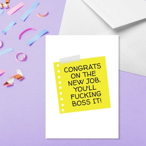 Félicitations pour le nouvel emploi - A5 New Job Card - Rude New Job Card - Funny New Job Card - Rude Leaving Card - Quitter Card - Colleague Card