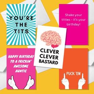Pack of 5 Rude Greeting Cards by Offensive Occasions - A5 Greeting Cards - Funny Cards - Rude Cards - Multipack Greeting Cards