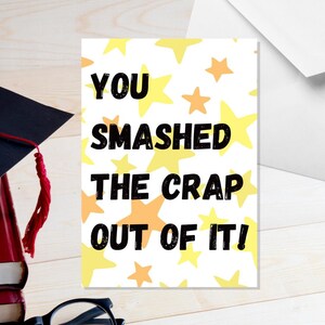 Vous en avez brisé la merde - Carte A5 - Carte de résultat d’examen - Carte de test de réussite - Carte de réussite à l’examen - Carte de félicitations - Graduation grossière