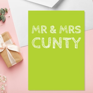 Mr & Mrs Cunty - Cartão de casamento A5 - Cartão de casamento rude - Cartão de casamento engraçado - Cartão de casamento com palavrões - Cartão de casamento com humor adulto - Casamento