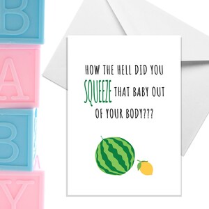 Comment diable avez-vous fait sortir ce bébé de votre corps ??? - Carte A5 New Mum – Cartes humoristiques pour adultes par Offensive Occasions