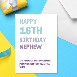 Alles Gute zum 16. Geburtstags-Neffe - Zur Adoption bereit - 16. Geburtstagskarte für Neffe - Unhöfliche 16. Geburtstags-Neffe-Karte - Neffe-Geburtstagskarte