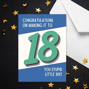 Gefeliciteerd met het halen van 18 jij stomme kleine shit - A5 18e kaart - 18e verjaardagskaart - onbeleefd 18e verjaardag - grappige 18e verjaardag