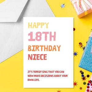 Joyeux 18e anniversaire nièce - Carte nièce A5 - Carte de 16e anniversaire pour nièce - Carte de nièce grossière du 16e anniversaire - Drôle de carte d’anniversaire du 16e nièce