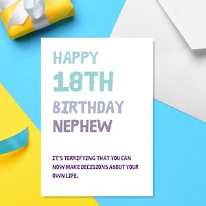 Gelukkig 18e verjaardag neefje - A5 neefje Card - 16e verjaardagskaart voor neefje - onbeleefd 16e verjaardag neefje Card - grappige 16e verjaardagskaart