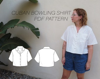 Bowling Shirt Sewing Pattern PDF Sizes XS / S / M / L / XL