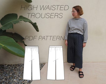 High Waisted Trouser Sewing Pattern PDF Sizes Unisex XS / S / M / L / XL