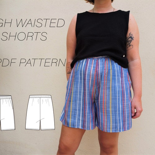 Womens Shorts PDF Sewing Pattern High Waisted With Elastic - Etsy