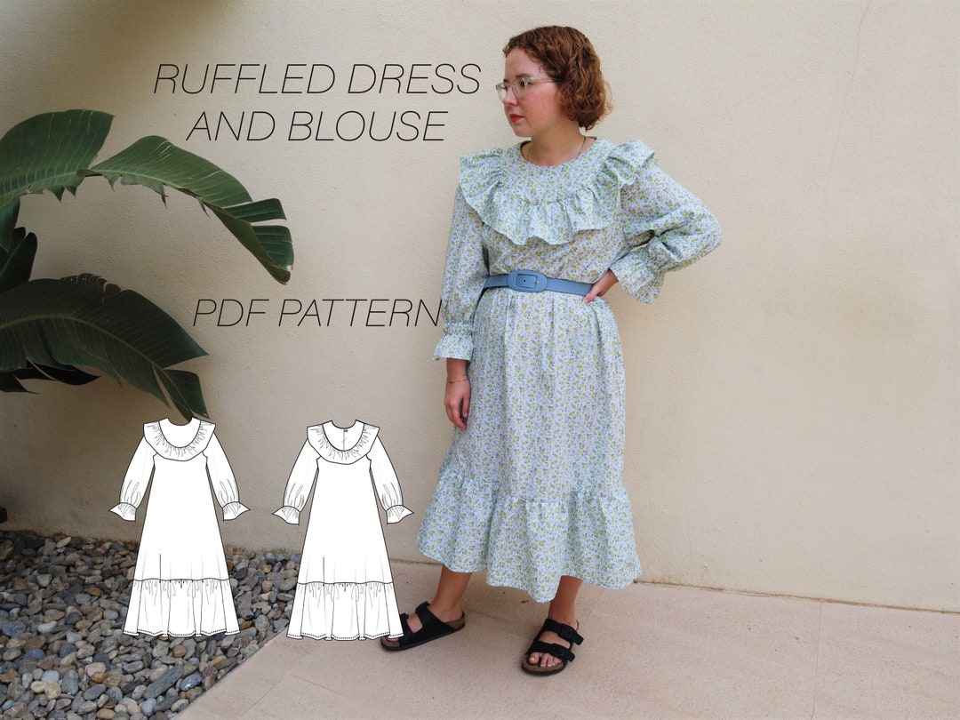 Ruffled Dress and Blouse Sewing Pattern PDF Sizes XS / S / M / L / XL ...