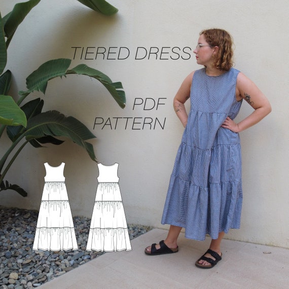 Easy Sewing Pattern for Womens Dress, Tiered Dress Pattern, Summer