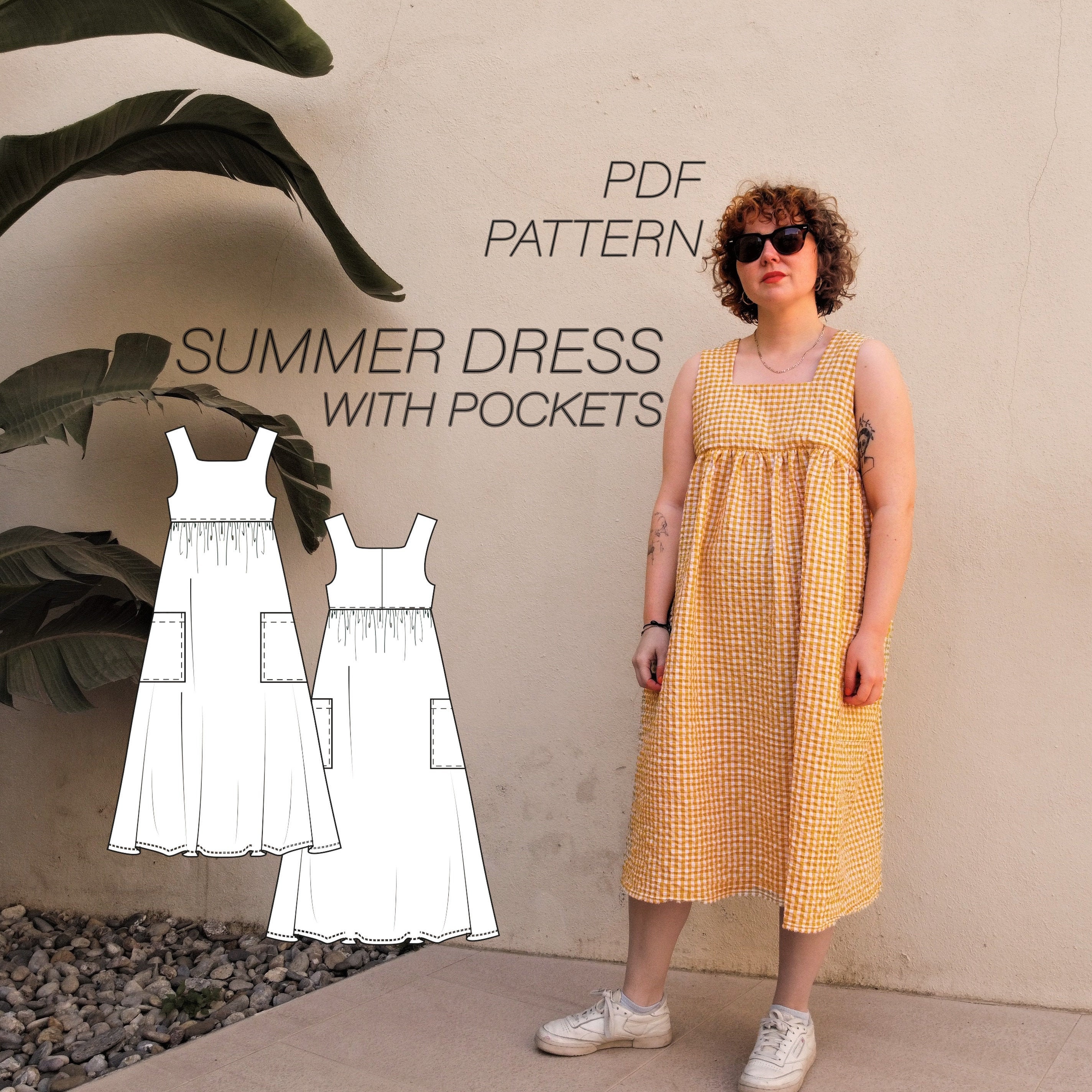 Summer Dress With Pockets Sewing Pattern PDF Sizes XS / S / M - Etsy UK