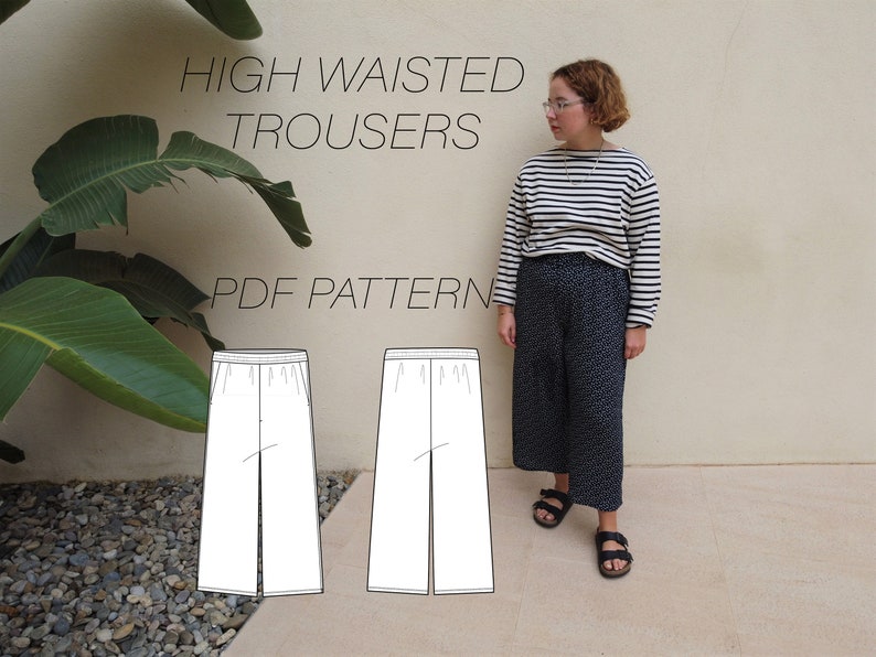 High Waisted Trouser Sewing Pattern PDF Sizes Unisex XS / S / Etsy UK