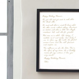 Love Letter, Wedding Vows, Custom Calligraphy Wedding Gift, Anniversary Gift, Love Note, Handwritten Calligraphy, Custom Handwritten Letter