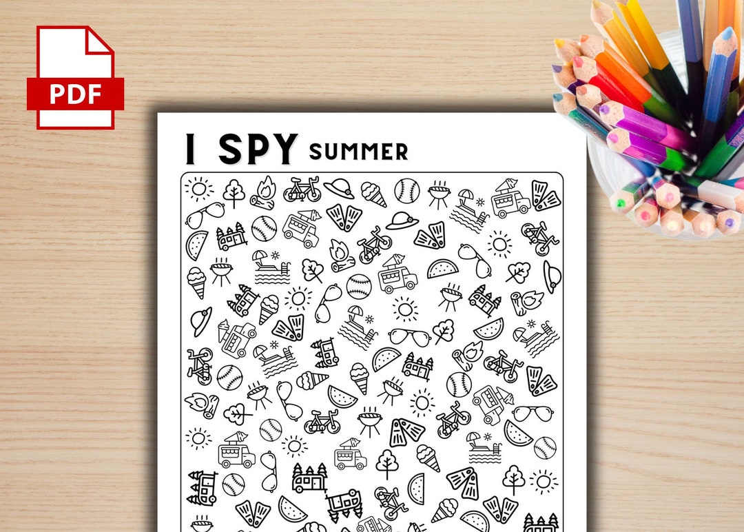 Printable I Spy Summer Coloring Page - I Spy Page for 5-10 Year-olds ...