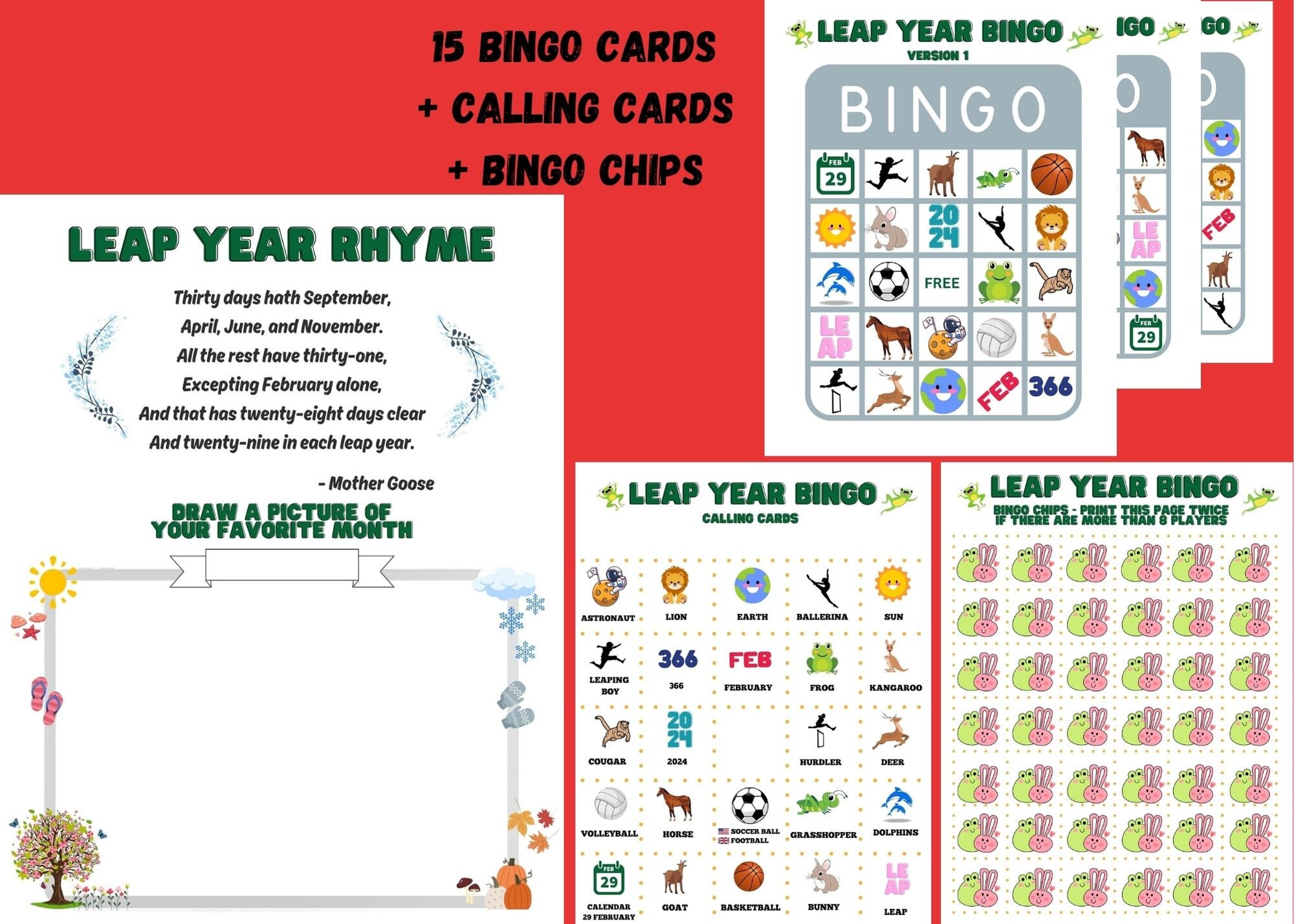 Printable Leap Day Birthday, Leap Year Party Games, Quizzes, Bingo, Coloring Pages, Mazes ...