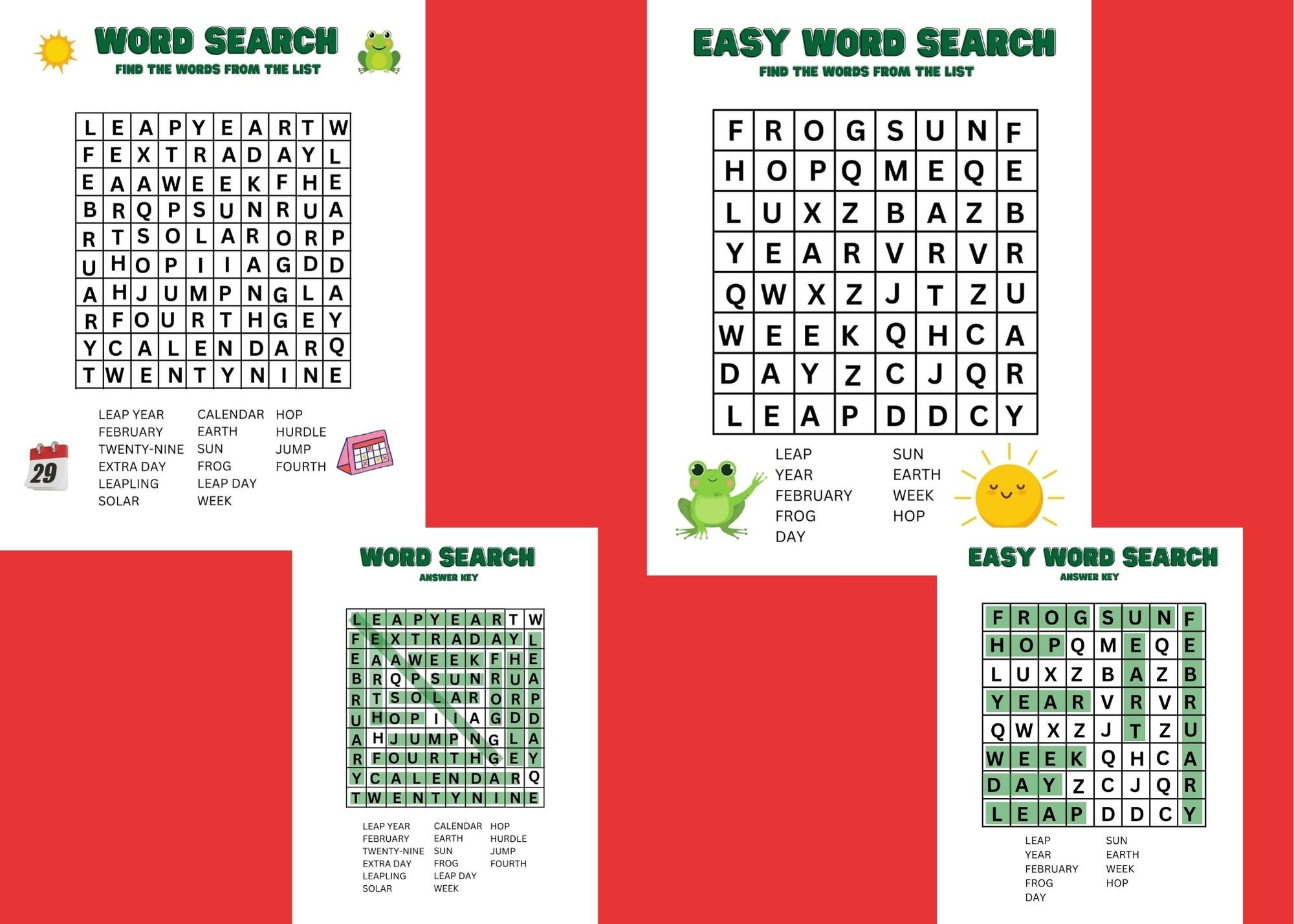 Printable Leap Day Birthday, Leap Year Party Games, Quizzes, Bingo, Coloring Pages, Mazes ...