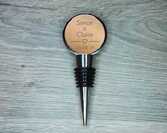 Personalised Bronze Anniversary Bottle Stopper, Custom Engraved 8th Anniversary Wine Stopper Gift