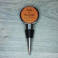 Personalised 3rd Anniversary Bottle Stopper, Custom Engraved Leather Wine Stop Gift