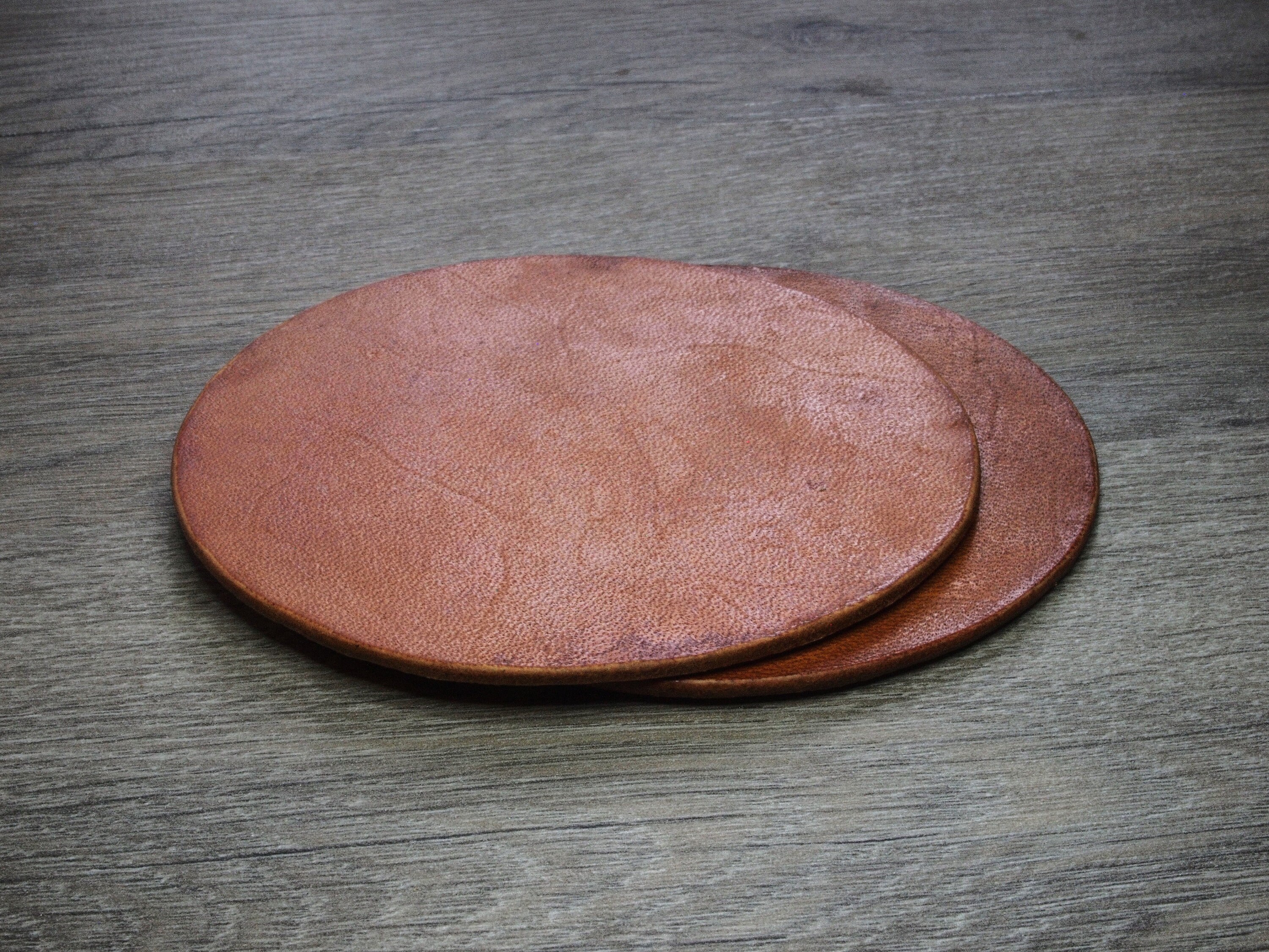 Handmade Leather Coasters Simple Round Design Great Etsy