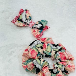 Mulan Inspired Hair Bow, Warrior Princess Hair Bow, Floral Mulan Hair Bow, Princess Hair Bow, Mulan Scrunchie, Floral Scrunchie for Girls