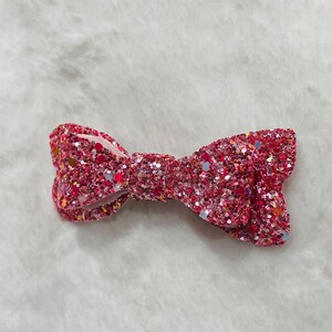 Pink Glitter Hair Bow, Pink Bow for Girls, Sparkly Pink Bow, Baby Girl Hair Bow, Glitter Hair Clip