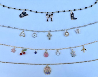 Custom Charm Necklace Build Your Own Charm Necklace Multi Charm Necklace Design Your Own Charm Necklace Gold Filled Stainless Steel Chain