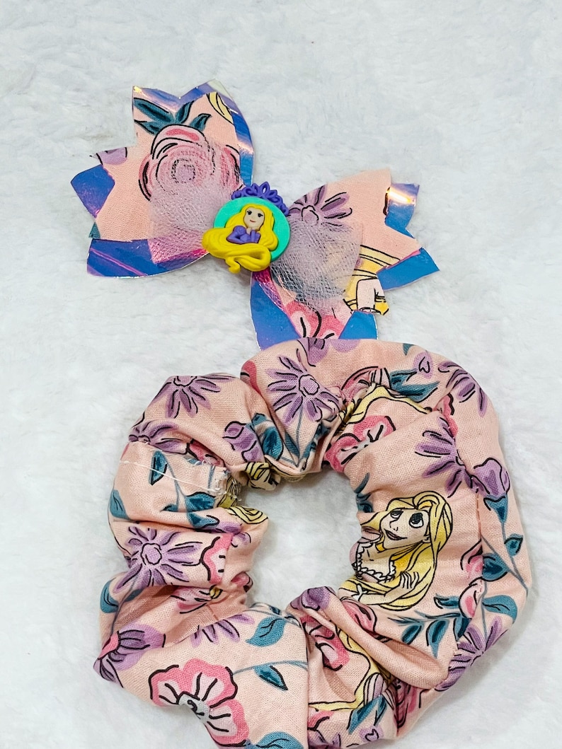 Rapunzel Hair Bow /Iridescent Princess Bow/ Floral Tangled Bow/ Tangled Scrunchie image 1