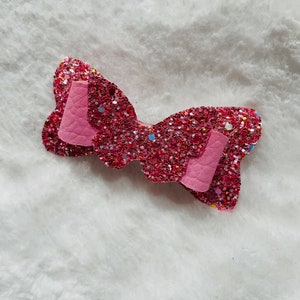 Pink Glitter Butterfly Bow/ Butterfly Bow/ Glitter Bow/ Small Butterfly Bow