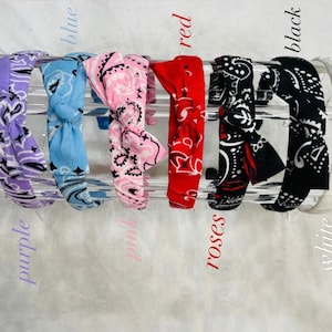 Bandana Headband, Toddler Tie Knot Headband, Twisted Knot Boho Headband, Bandana Print Hair Accessory, Baby Girl Bandana Headband