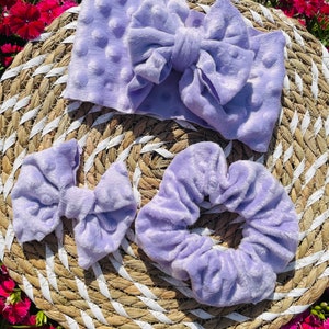 Purple Baby Headband, Soft Baby Headband, Purple Scrunchie, Soft Baby Hair Bow, Toddler Purple Hair Accessories, Baby Girl Hair Bow