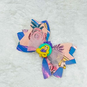 Rapunzel Hair Bow /Iridescent Princess Bow/ Floral Tangled Bow/ Tangled Scrunchie image 2