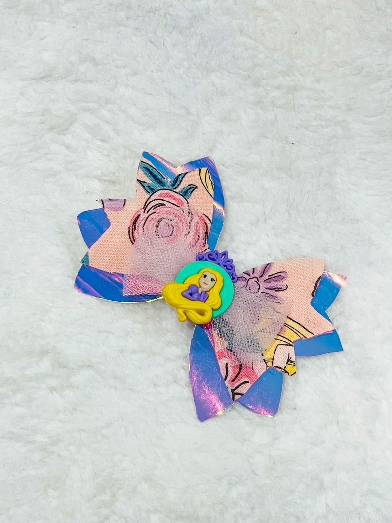 Rapunzel Hair Bow /Iridescent Princess Bow/ Floral Tangled Bow/ Tangled Scrunchie image 2