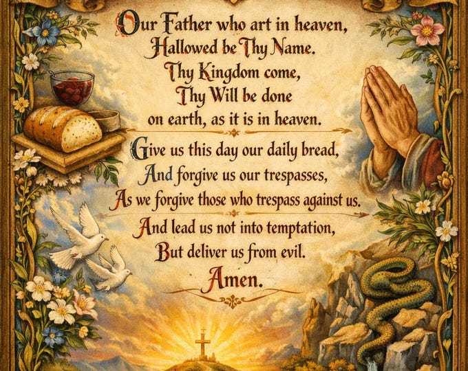 The Lord's Prayer Religious Wall Art - Christian Home Decor Amen ...