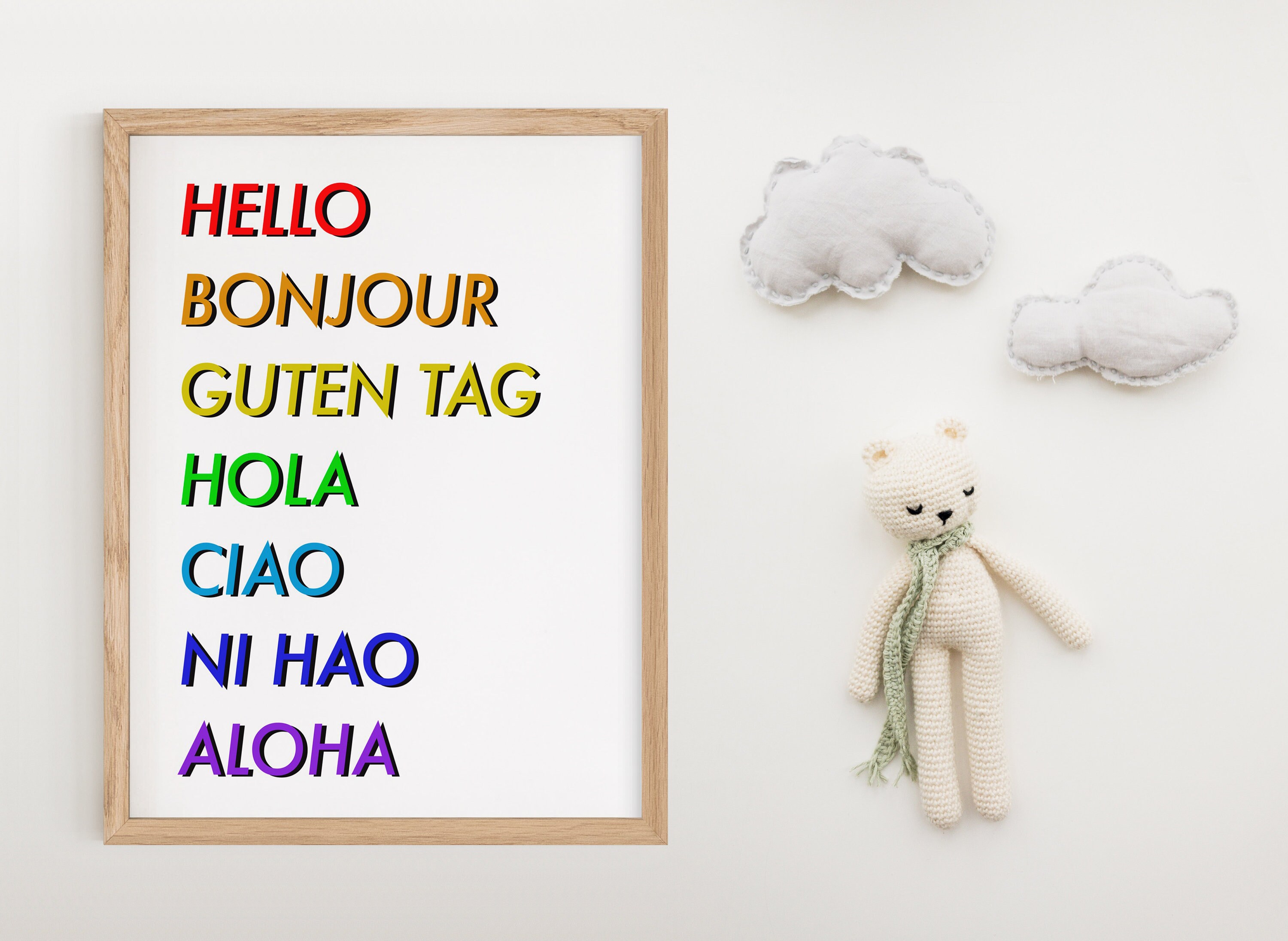 Hello in different languages Hello Wall Art Greetings Etsy
