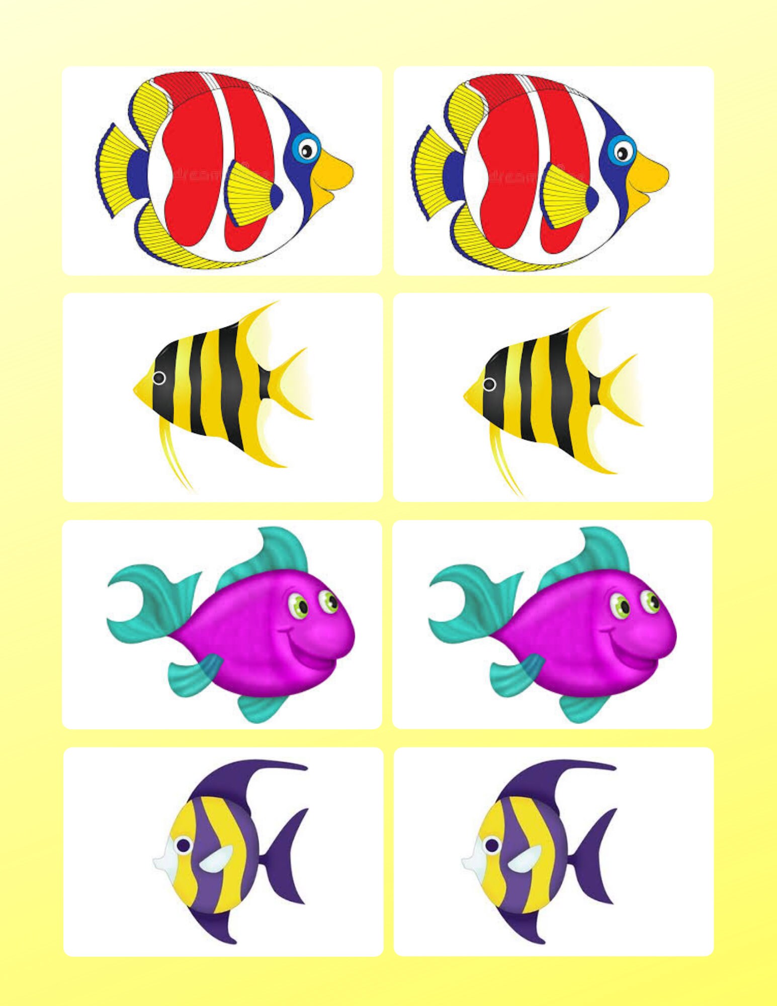 Striped Fish Memory Game Etsy