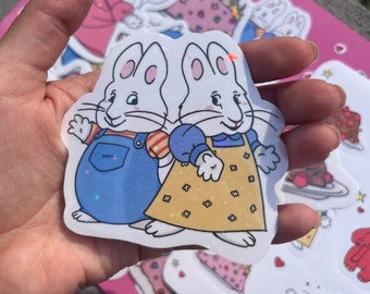 Max and Ruby Glitter Stickers- Max and Ruby, Y2K Stickers, Nostalgia, Cute Stickers, Kawaii Stickers, Vinyl Glitter Sticker