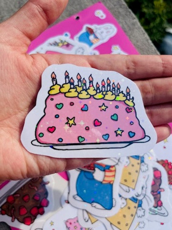 Max and Ruby Glitter Stickers- Ruby's Pink Cake, Y2K Stickers, Nostalgia, Cute Stickers, Kawaii Stickers, Vinyl Glitter Sticker